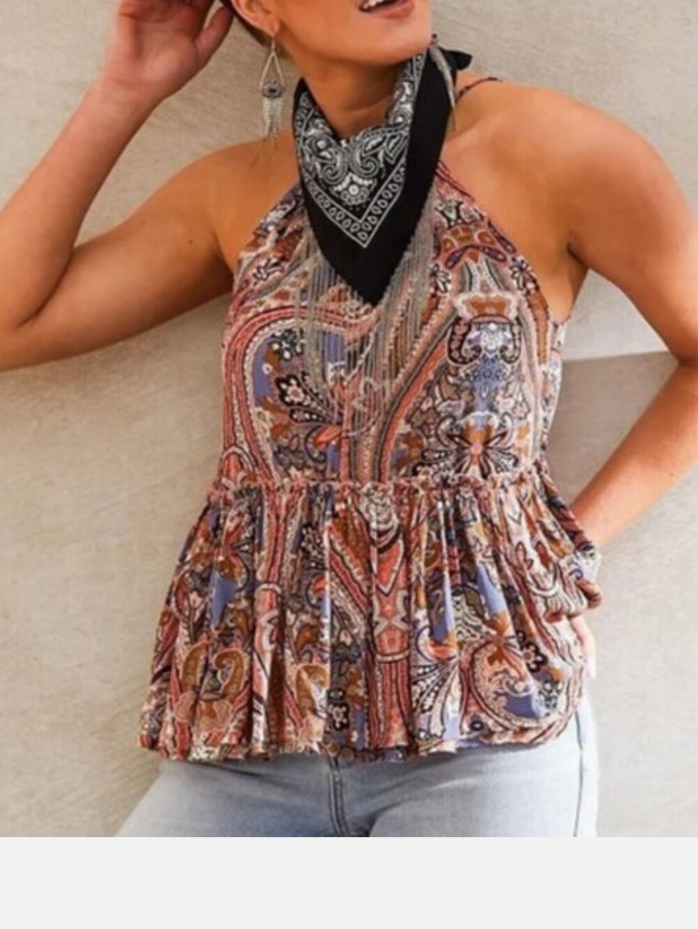 Gimmicks Paisley Print Peplum Tank Medium NWT Buckle Boho Top